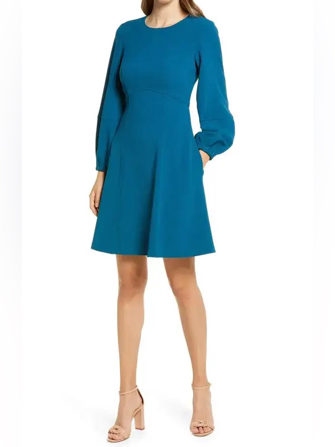 Eliza J Long Sleeve A-Line Dress Size 8 Nwot